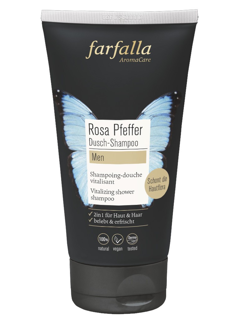 Vitalisierendes Dusch-Shampoo, men, rosa Pfeffer, 150 ml Farfalla